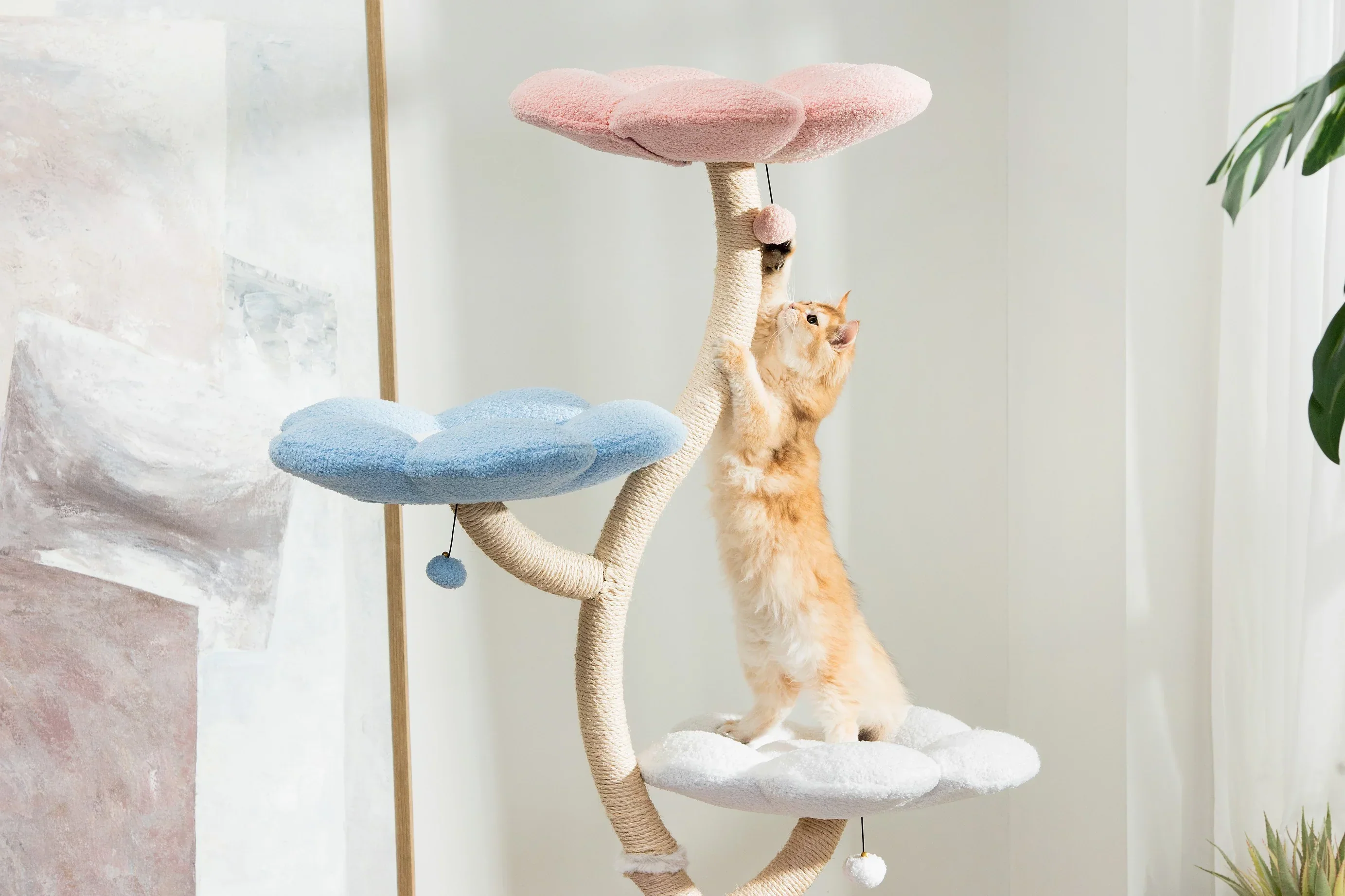 MICHU Fairy Cat Tower Deluxe 4-Tier Designer Flower Cat Tree - Image 3