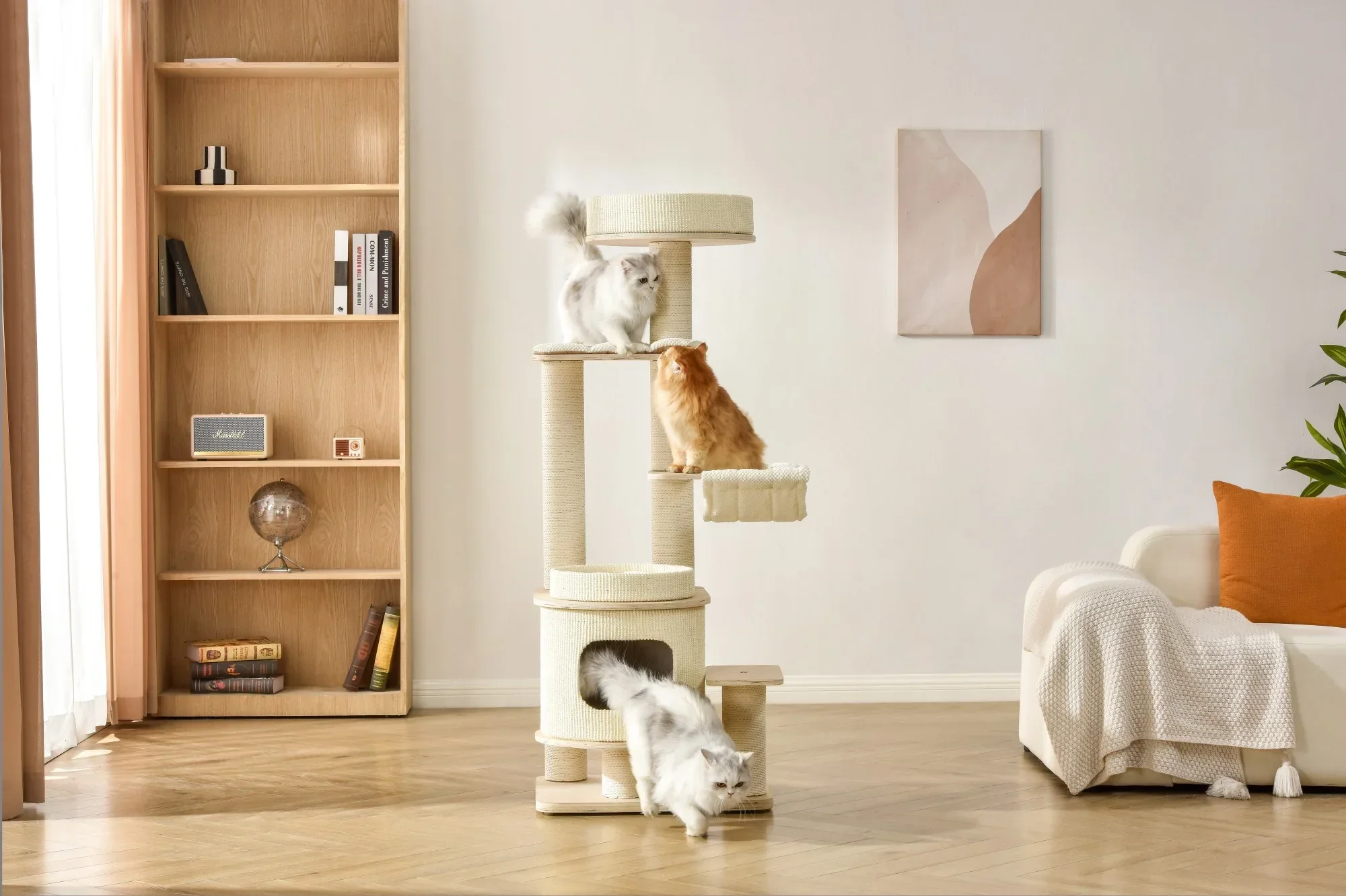 Michu Luna Multi-Layer Solid Wood Cat Nest Tree - Image 2