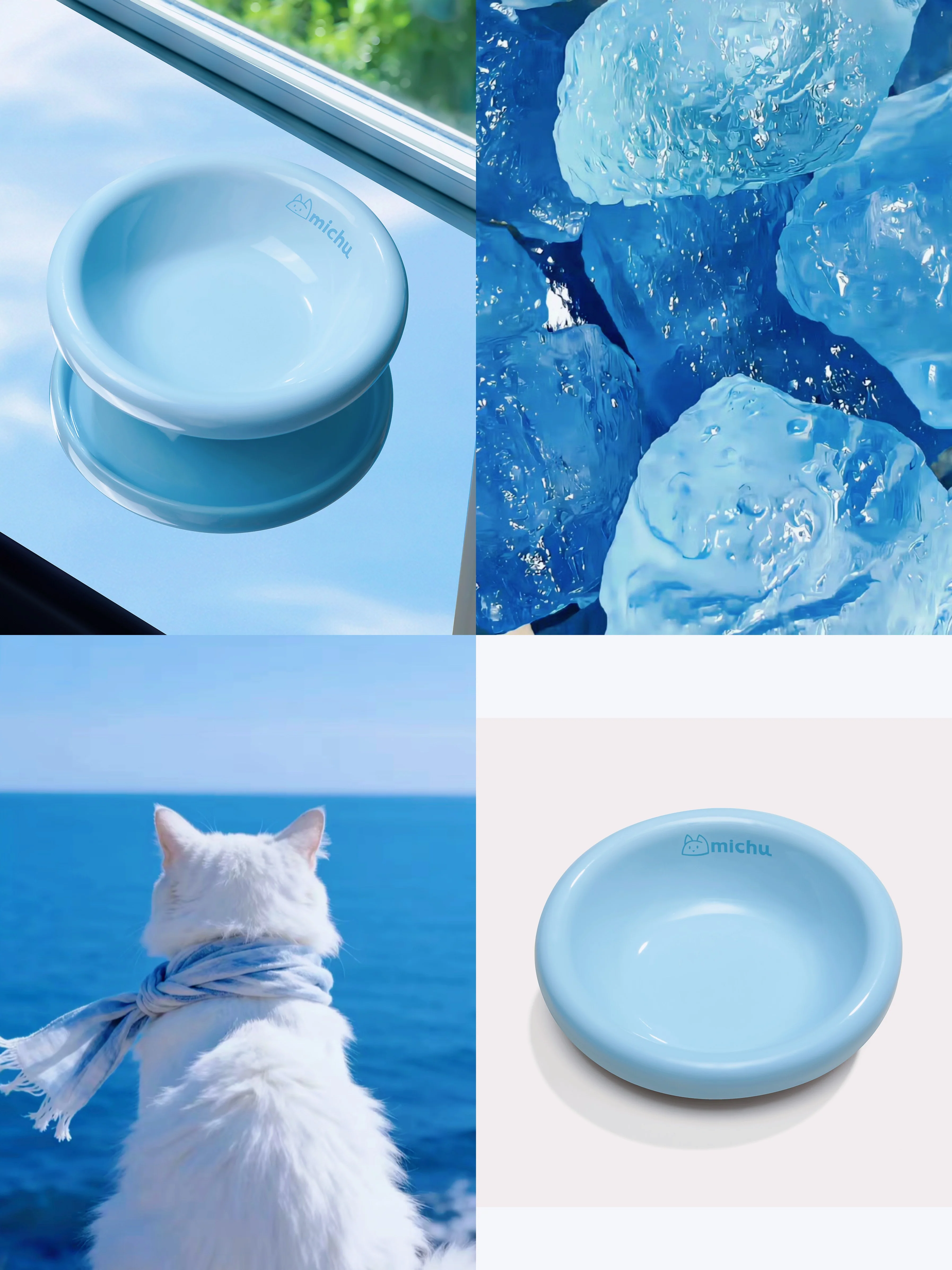 Michu Marshmallow Ceramic Cat Bowl – Anti-Whisker Fatigue Wide Shallow Design| Premium Cat Food Bowl - Image 3