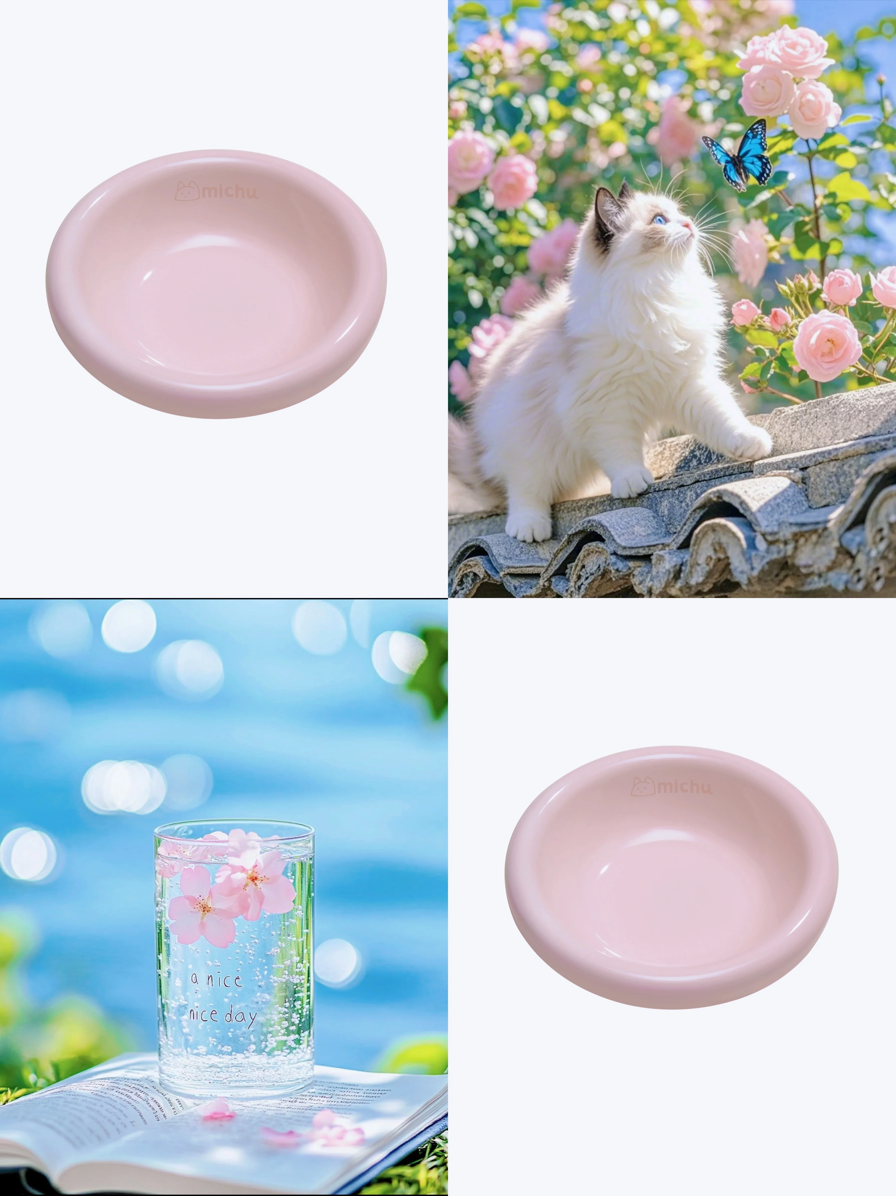 Michu Marshmallow Ceramic Cat Bowl – Anti-Whisker Fatigue Wide Shallow Design| Premium Cat Food Bowl - Image 4