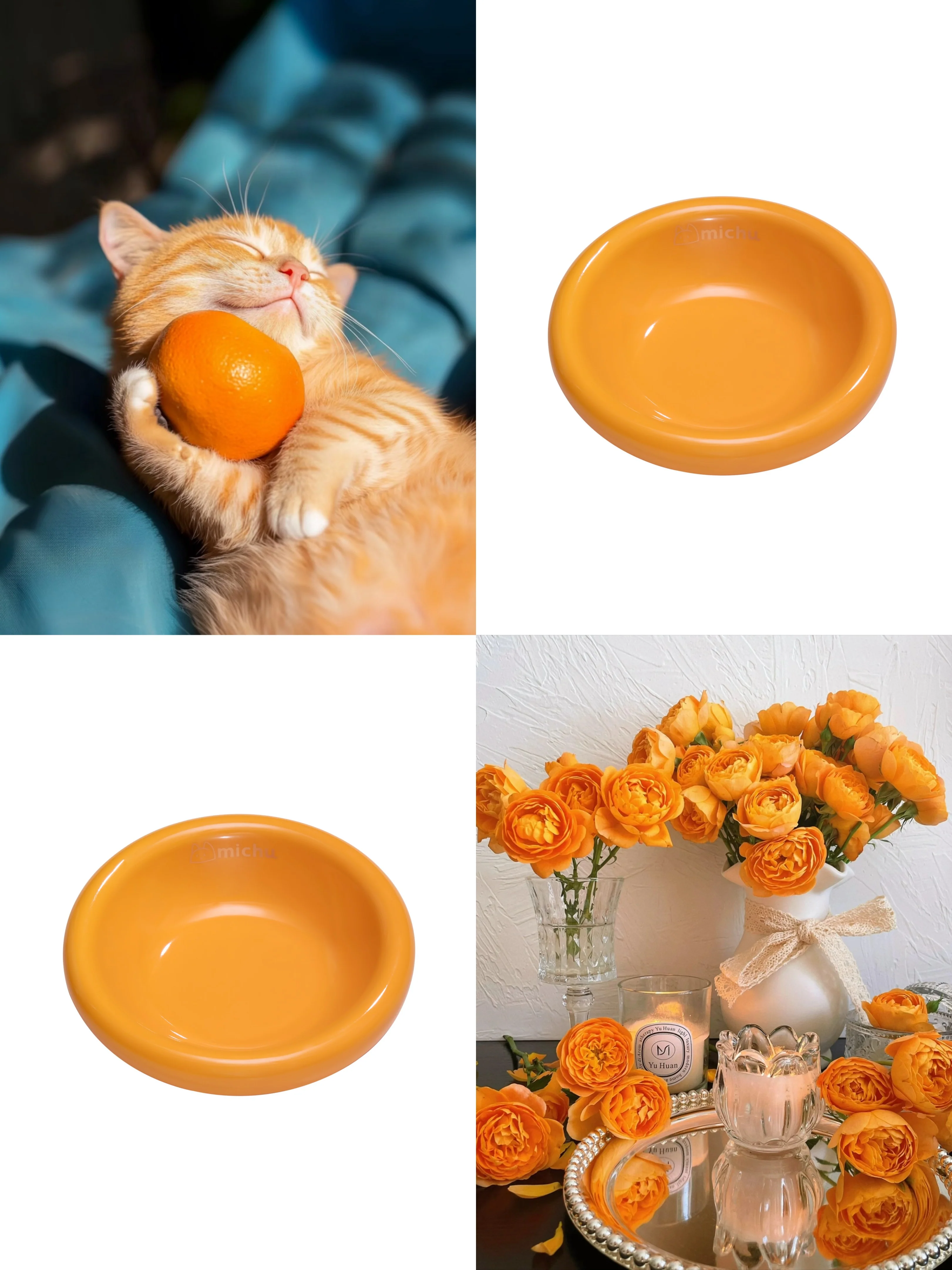 Michu Marshmallow Ceramic Cat Bowl – Anti-Whisker Fatigue Wide Shallow Design| Premium Cat Food Bowl - Image 5