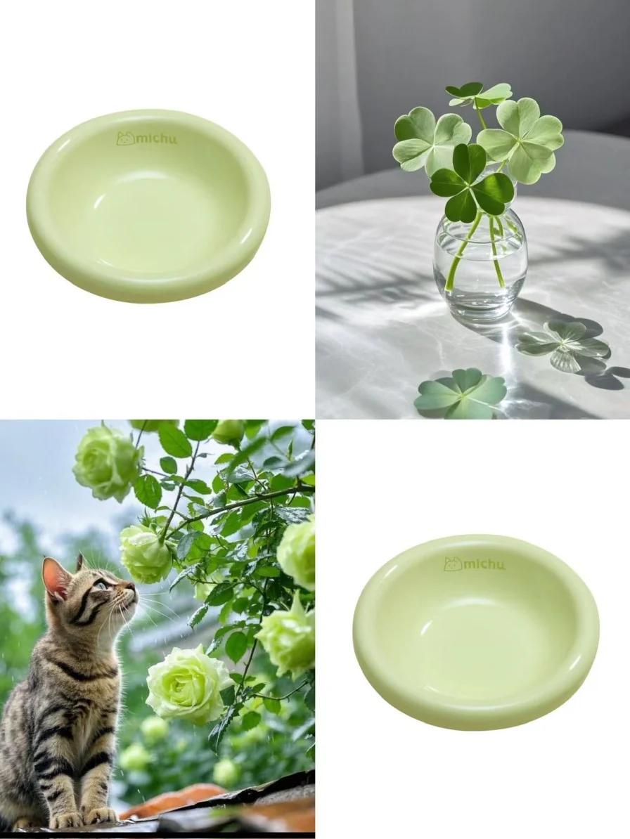 Michu Marshmallow Ceramic Cat Bowl – Anti-Whisker Fatigue Wide Shallow Design| Premium Cat Food Bowl - Image 6