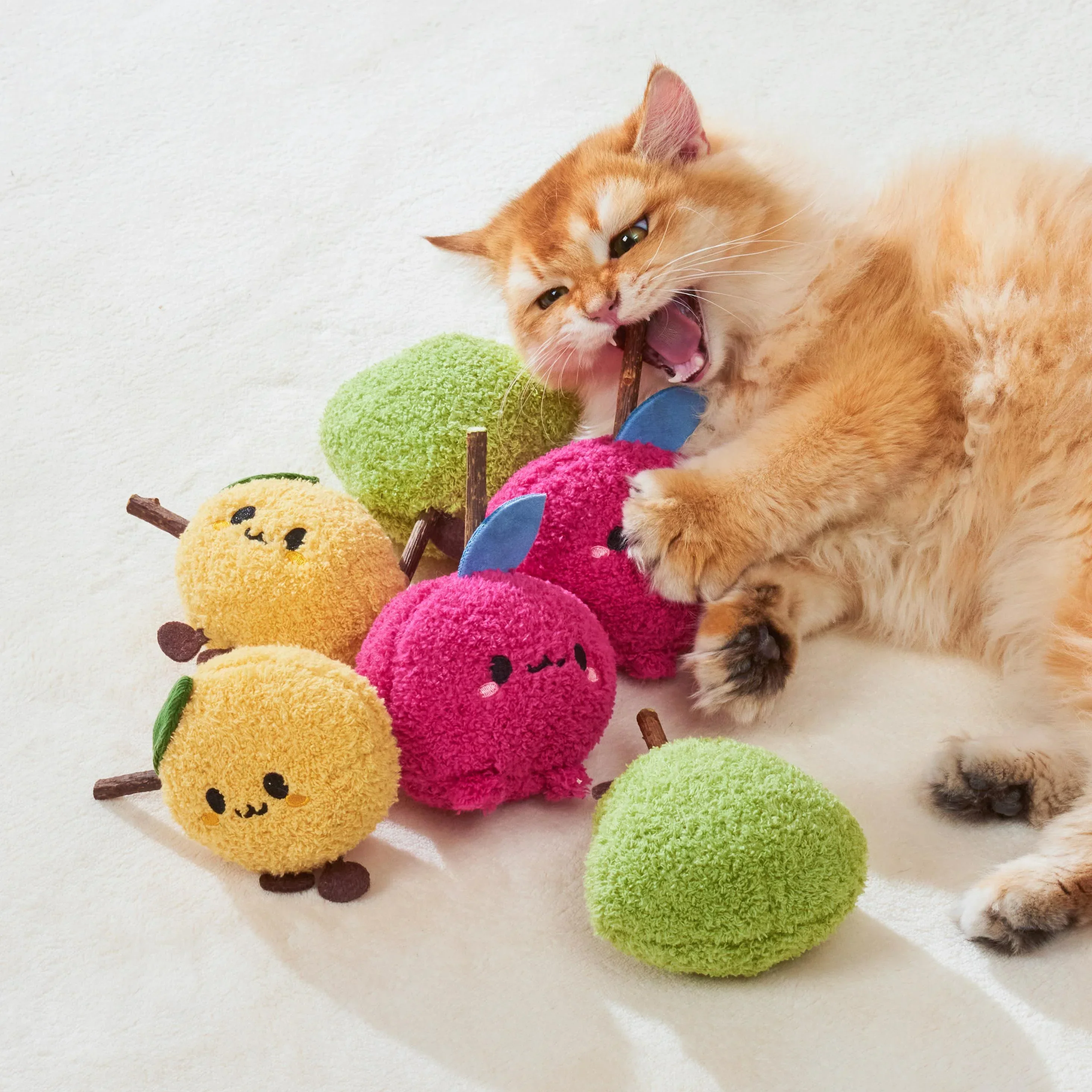 Michu Silver Vine Plush Toys - Onion Puff, Pearly Pear & Avocutie | Adorable Cat Chew & Play - Image 3