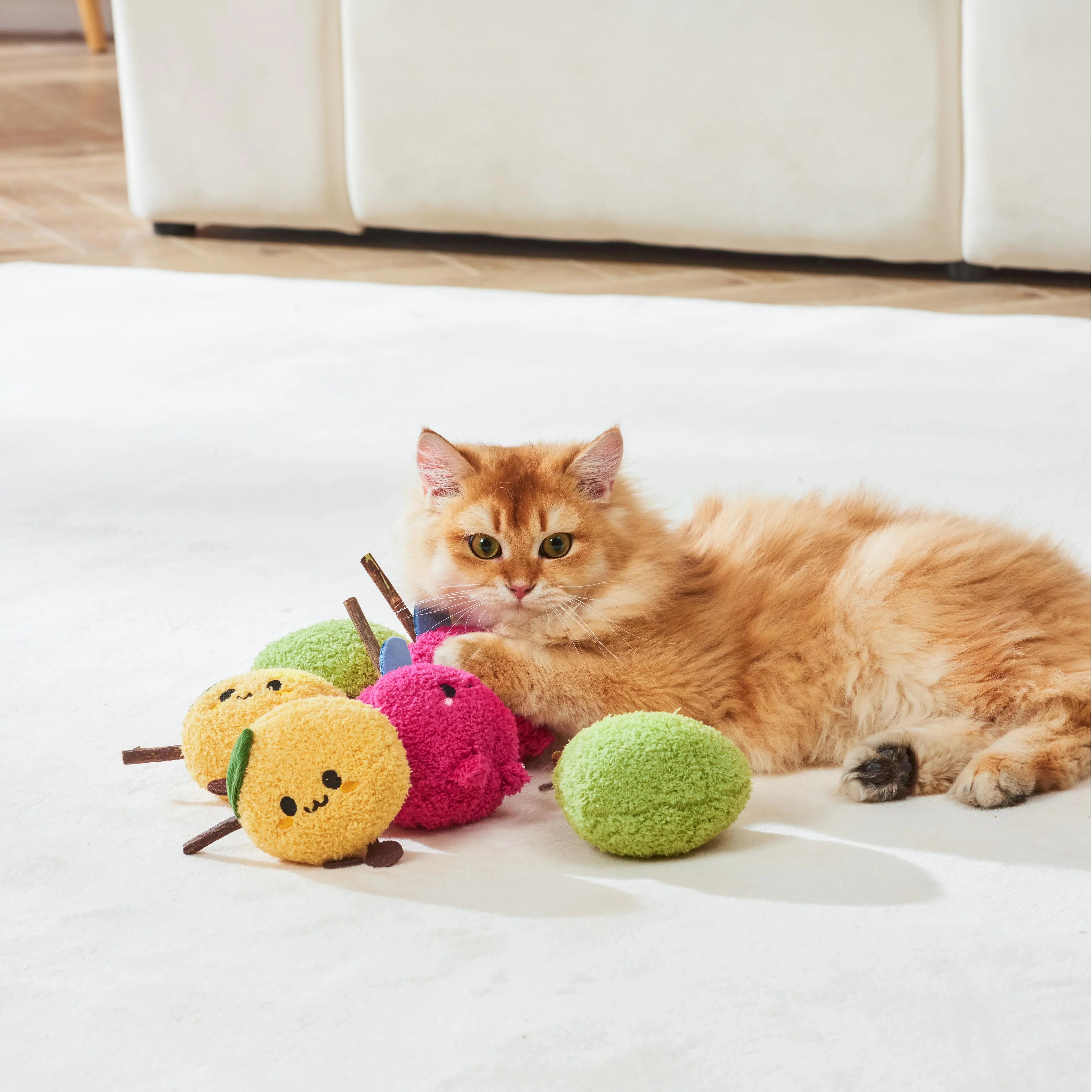 Michu Silver Vine Plush Toys - Onion Puff, Pearly Pear & Avocutie | Adorable Cat Chew & Play - Image 4
