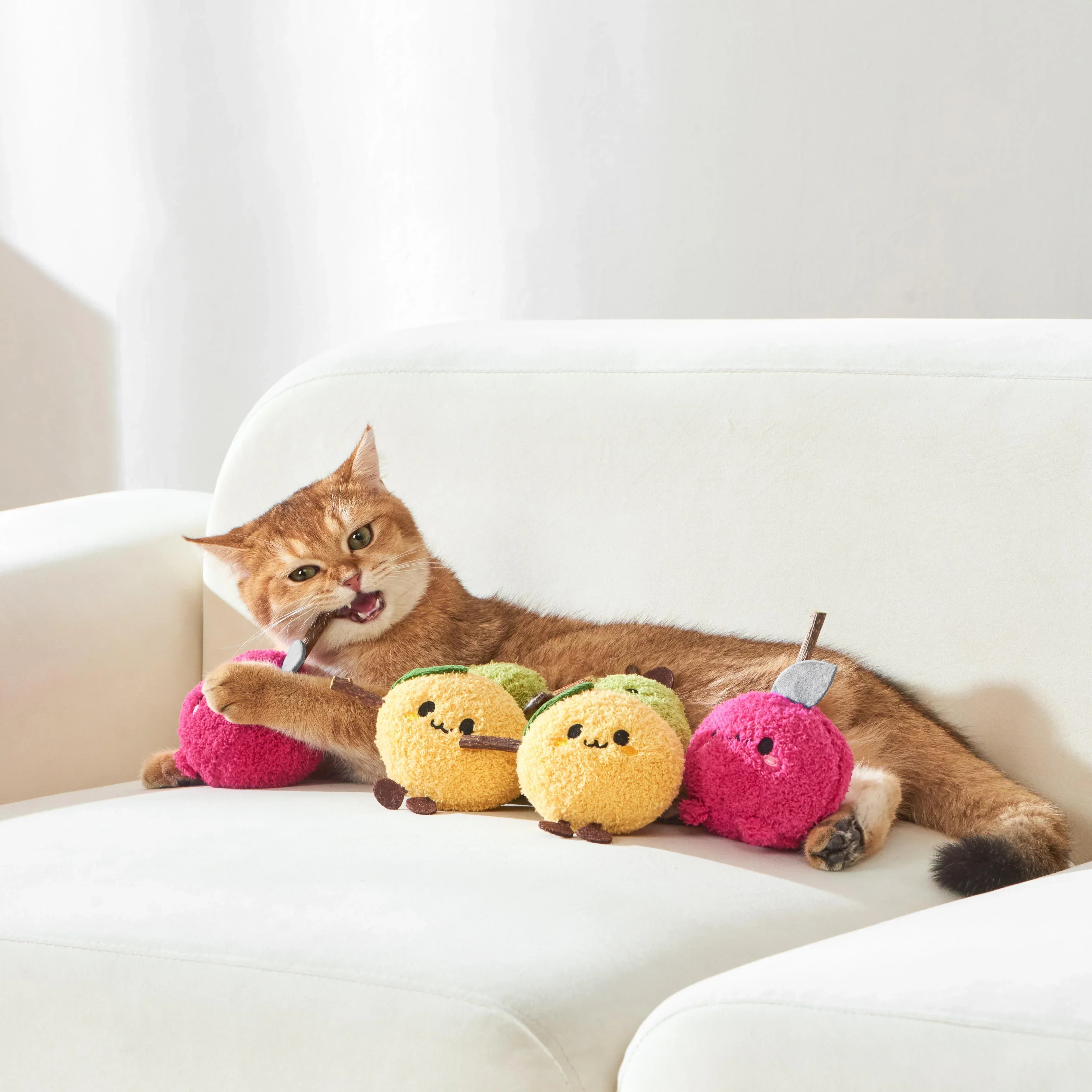 Michu Silver Vine Plush Toys - Onion Puff, Pearly Pear & Avocutie | Adorable Cat Chew & Play - Image 9